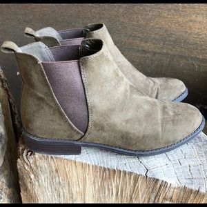 Olive Suede Booties